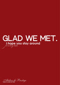 Thiệp Glad we met nền đỏ